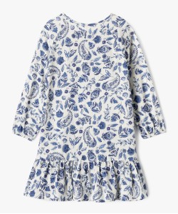 Robe à manches longues fleurie et pailletée fille